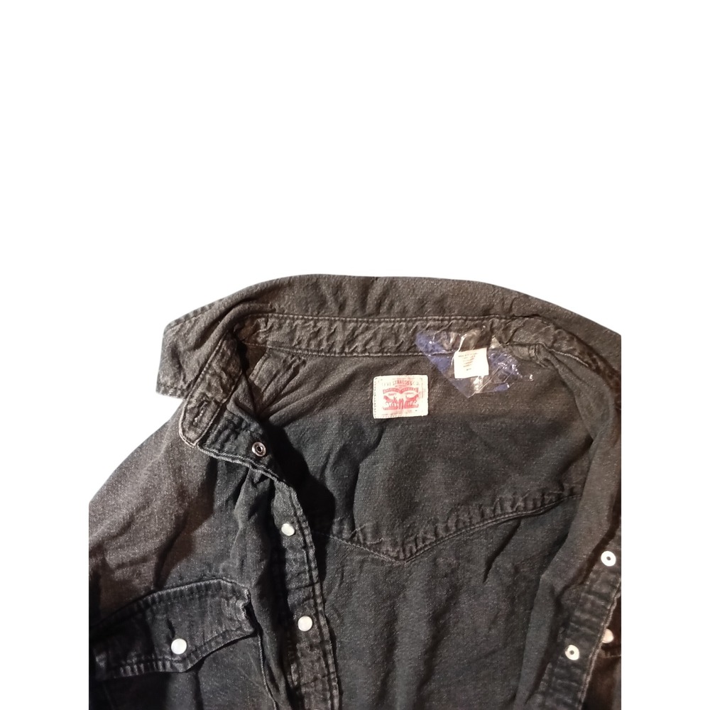 Levi Strauss & Co Womens Black Denim Western Snap Button Long Sleeve Shirt M - Picture 3 of 6